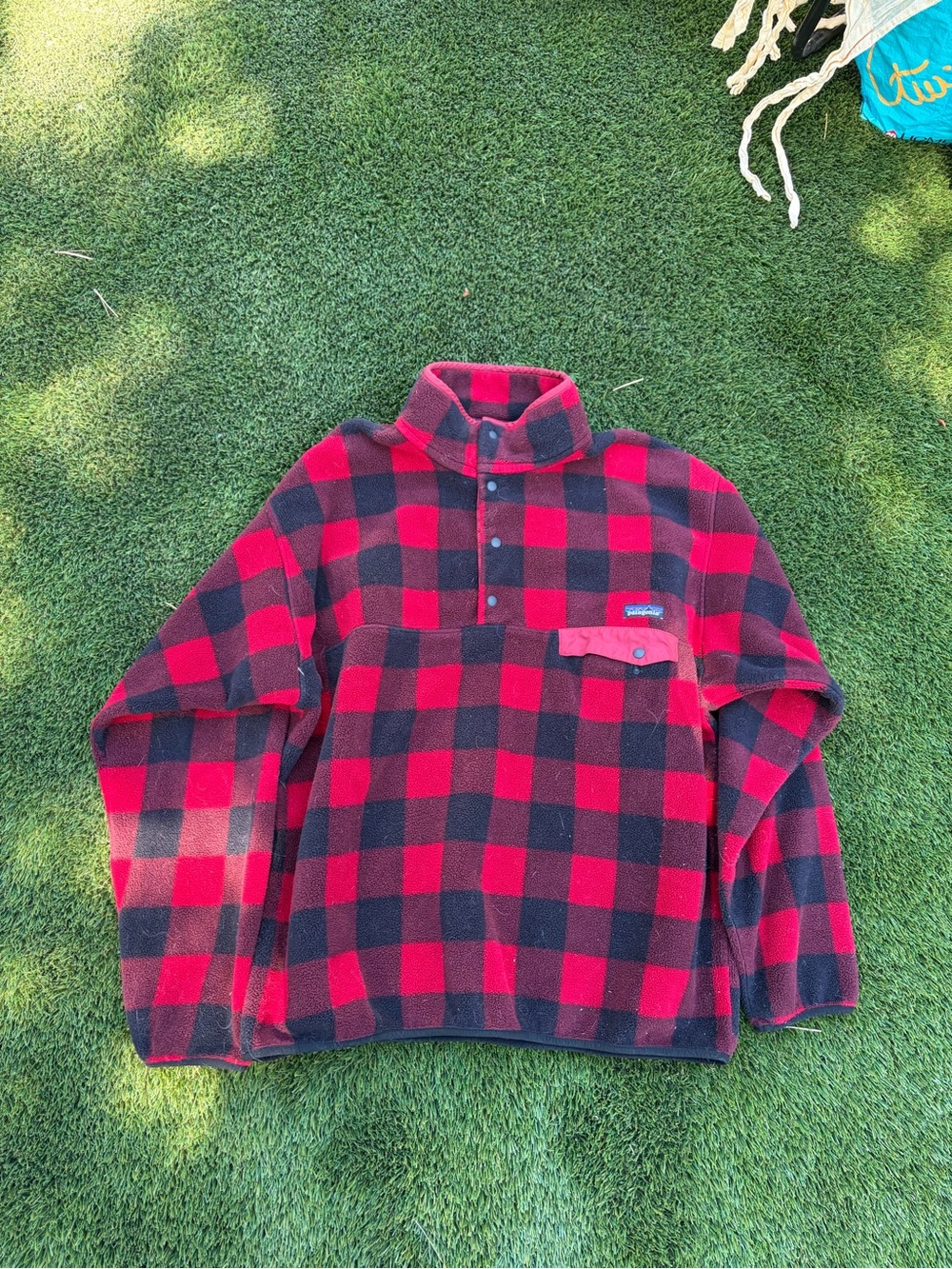 Patagonia Red & Black Buffalo Plaid Snap-T Fleece Shirt Jacket